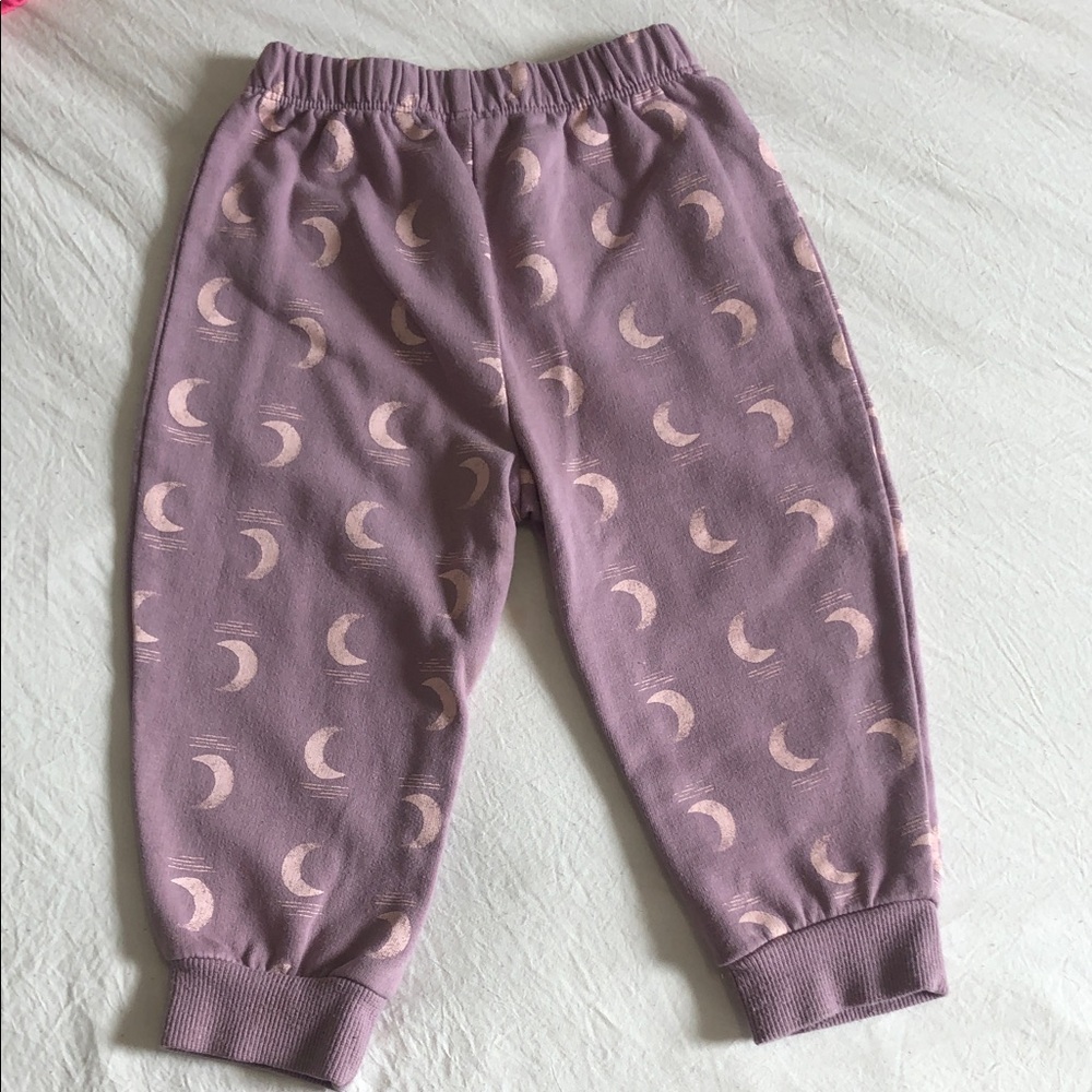 Girls Lavender Pajama Pants with Pale Pink Moon Print